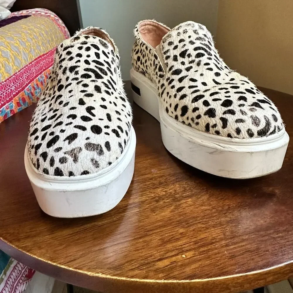 Paolo Genuine Calf Hair Animal Print Platform Slip-Ons | Streetwear Chic sz 7.5